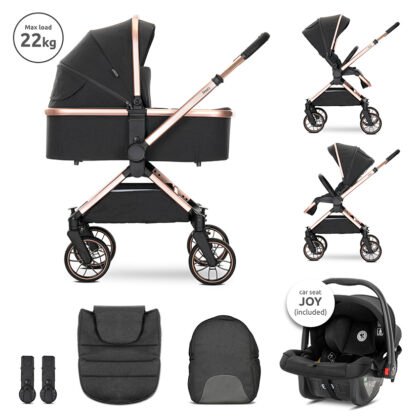 Детска количка Reya 3in1 Black Jasper с реверсивна дръжка