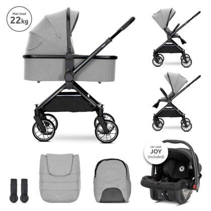 Детска количка Reya 3in1 Grey с реверсивна дръжка