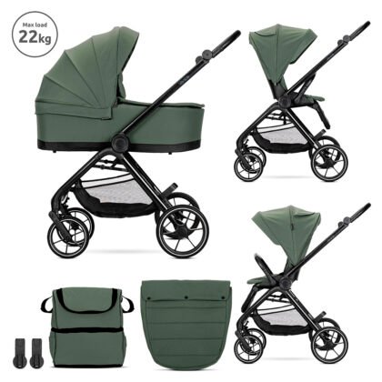Детска количка Venice Green 2в1 до 22 кг с кош за новородено