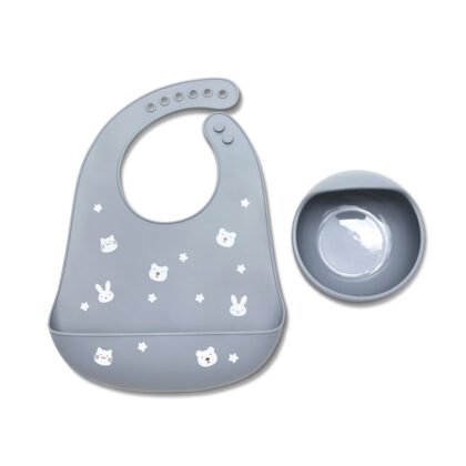Силиконов сет за хранене 2 части Natural Grey
