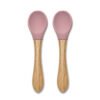 Силиконови лъжички с бамбук 2 бр. Natural Deep Pink