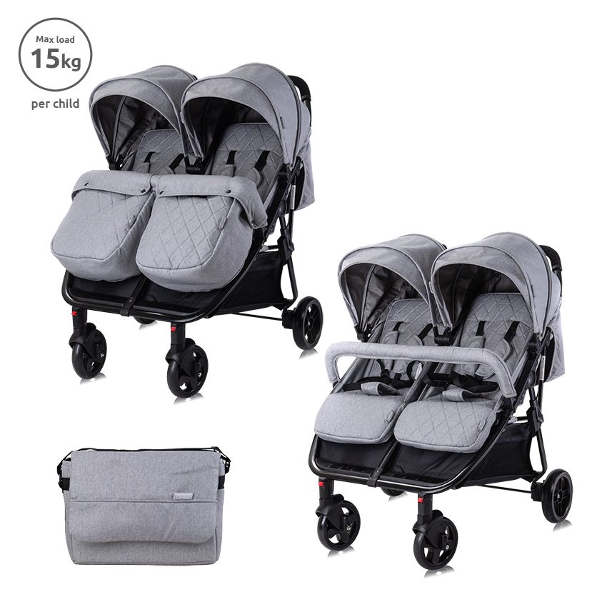 Количка Duo + чанта Cool Grey до 15 кг за близнаци
