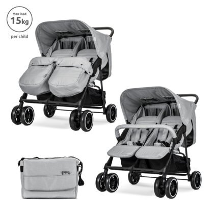 Количка Twin Grey за близнаци + чанта
