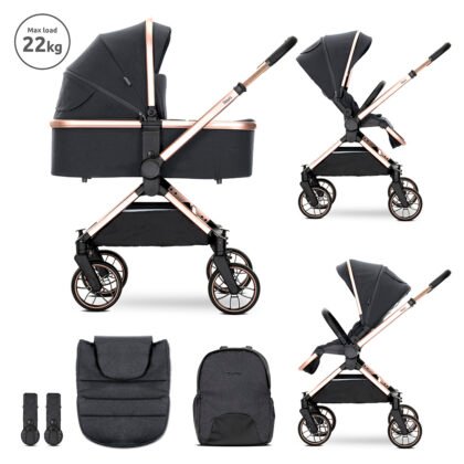 Детска количка Reya 2in1 Black до 22 кг кош за новородено