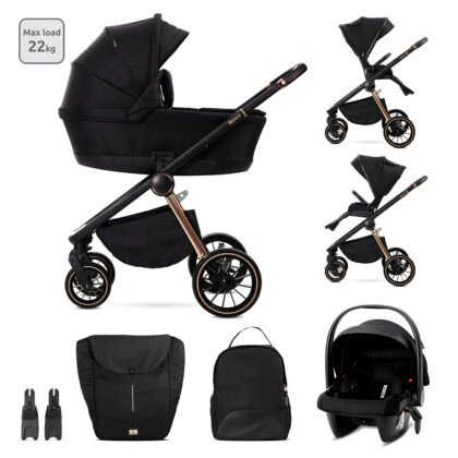 Детска количка Bianca Black 3 в 1 до 22 кг с кош за ново