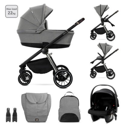 Детска количка Bianca Grey 3 в 1 до 22 кг с кош за новородено