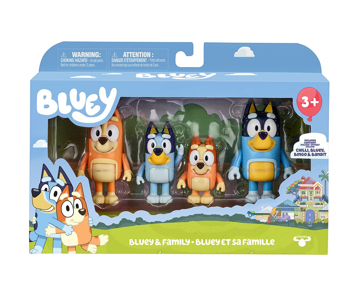Bluey - Комплект 4 фигурки - Блуи и семейство