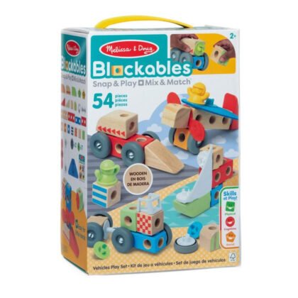 Melissa & Doug - Дървени кубчета за игра Автомобили