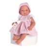 Кукла бебе, Мария с розова рокля на бели точки, 43 см, Asi dolls