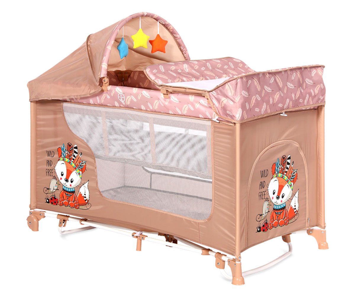 Lorelli Кошара за спане и игра Moonlight Rocker 2 нивa beige foxy
