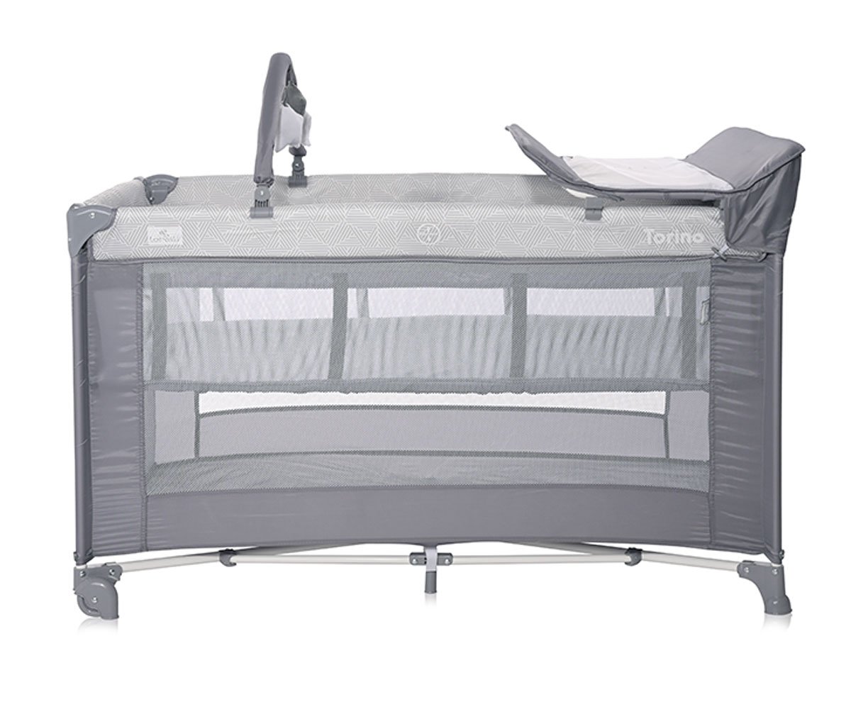 Lorelli Кошара за спане и игра 2 нива Torino Plus, Grey Striped Elements