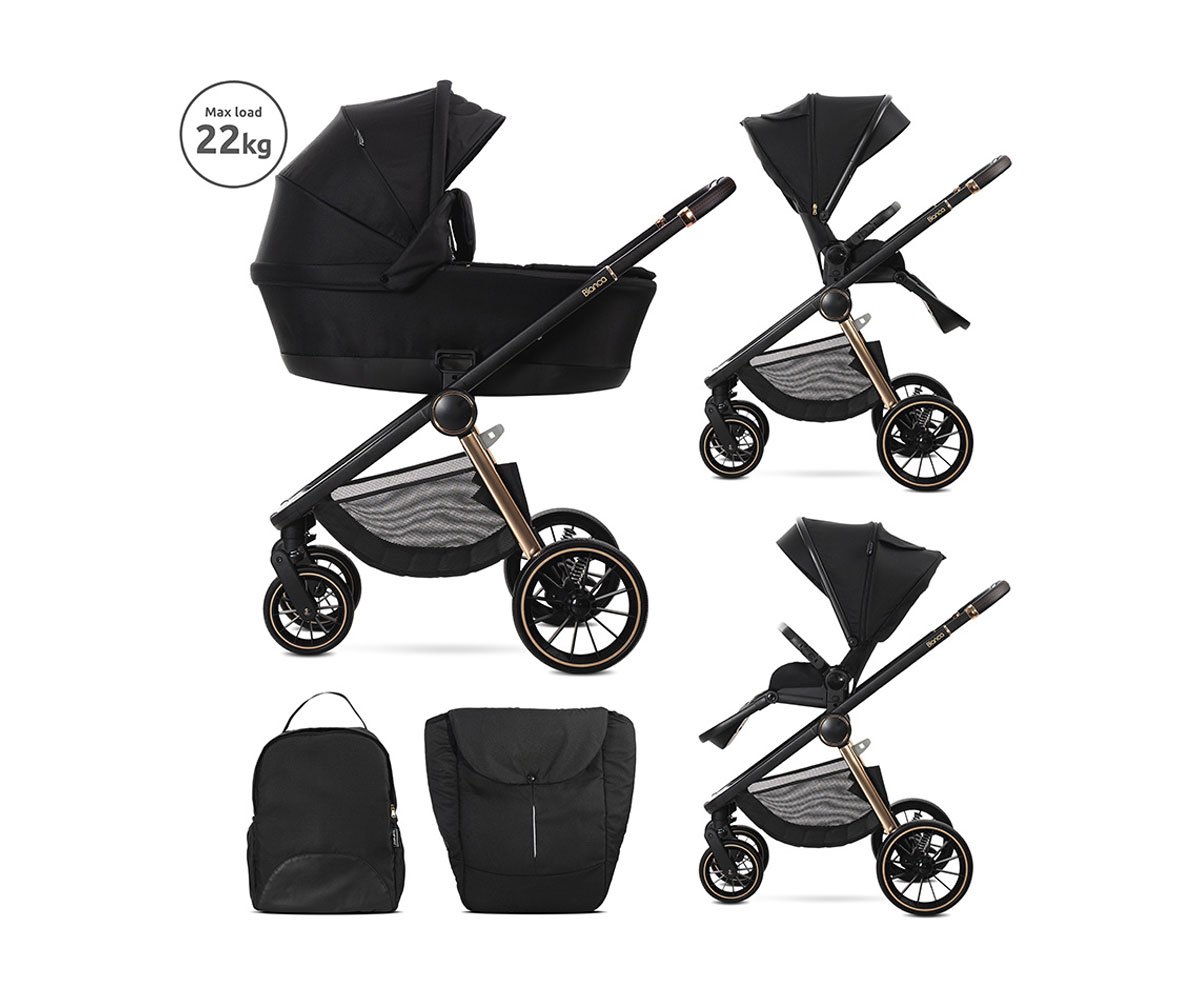 Lorelli Комб.количка Bianca black 2в1 до 22кг+адаптори