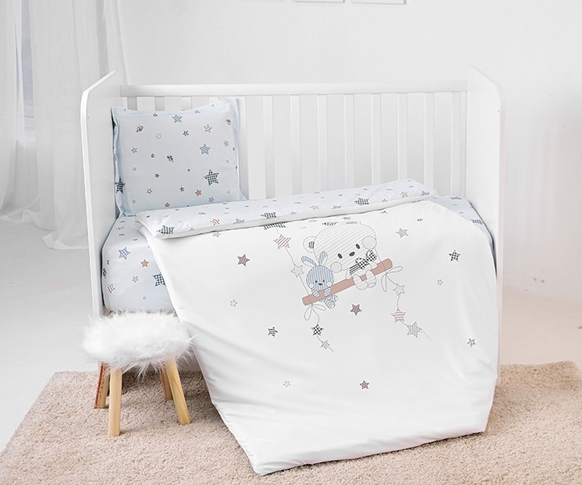 Lorelli Text Сет Cosy 3 Части Ранфорс Bear with swing Синьо 2025