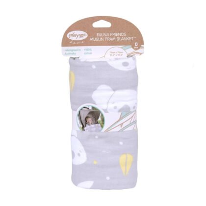 Playgro-Муселиново одеяло за количка Fauna friends 100% памук 70X70 0м+