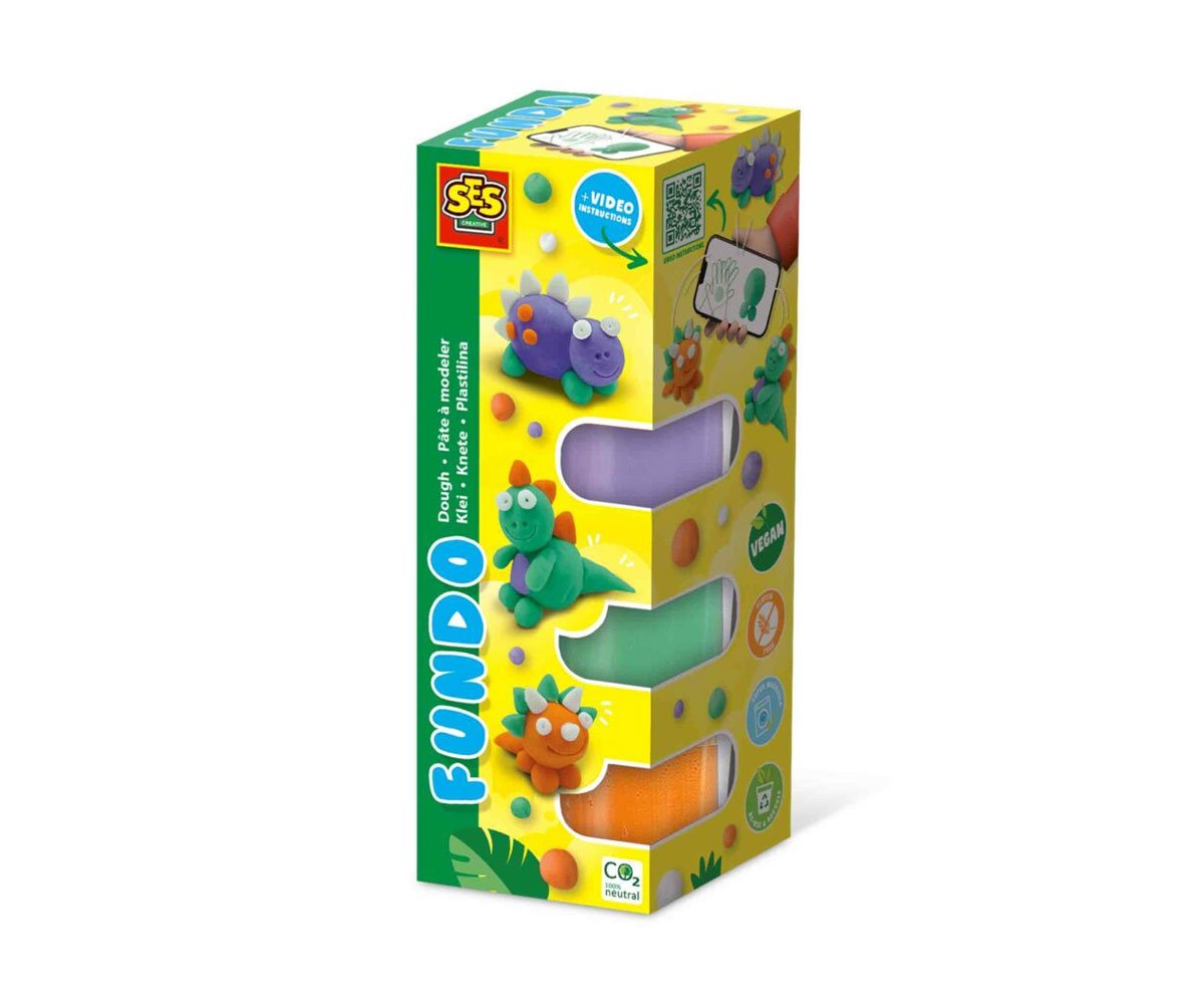 SES - FunDo dough - Пластилин Динозаври, 3x90гр-1x40гр