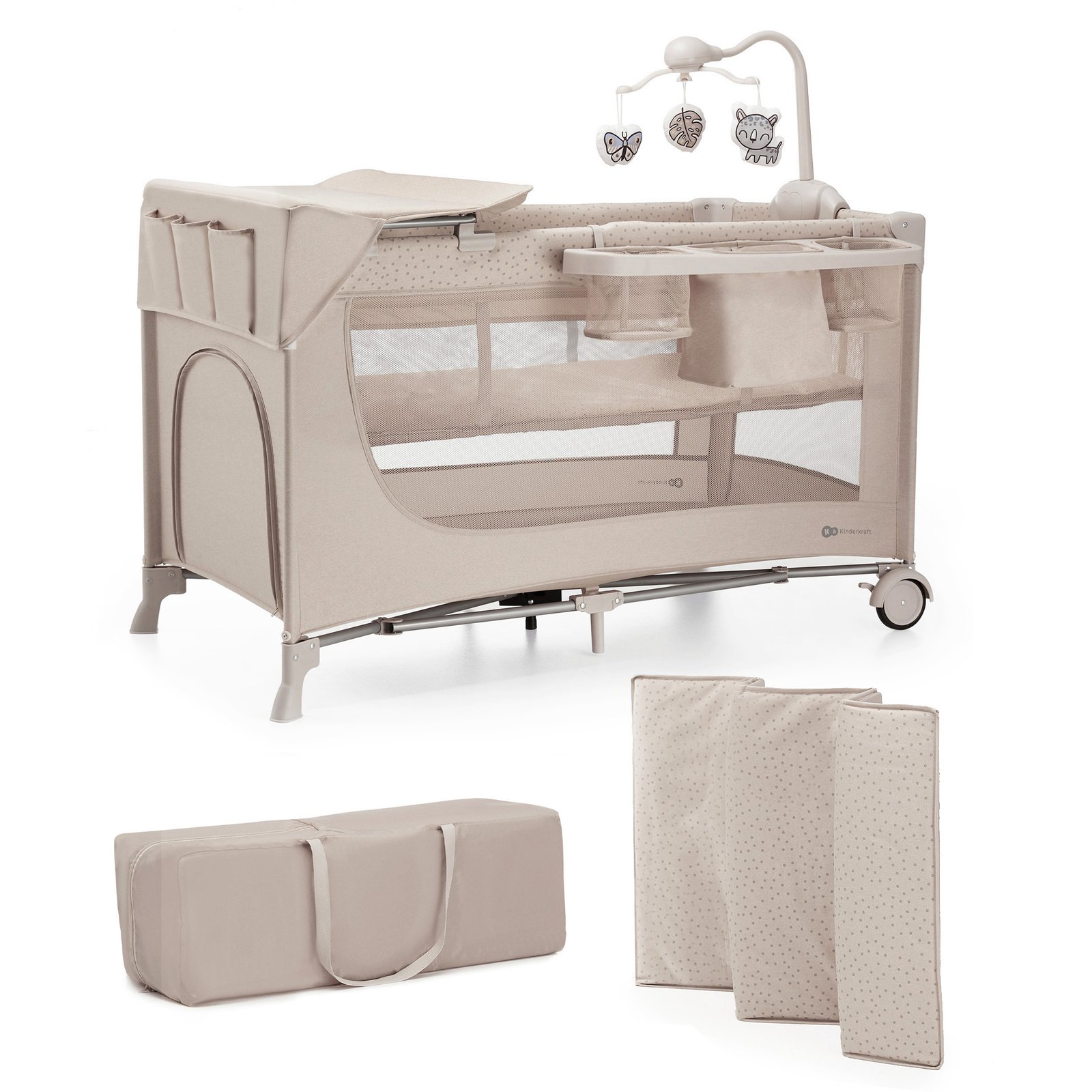 Kinderkraft JOY FULL 2 бебешка кошара с аксесоари BEIGE