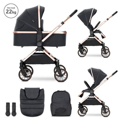 Д.КОЛИЧКА REYA 2in1 BLACK до22кг кош за новородено