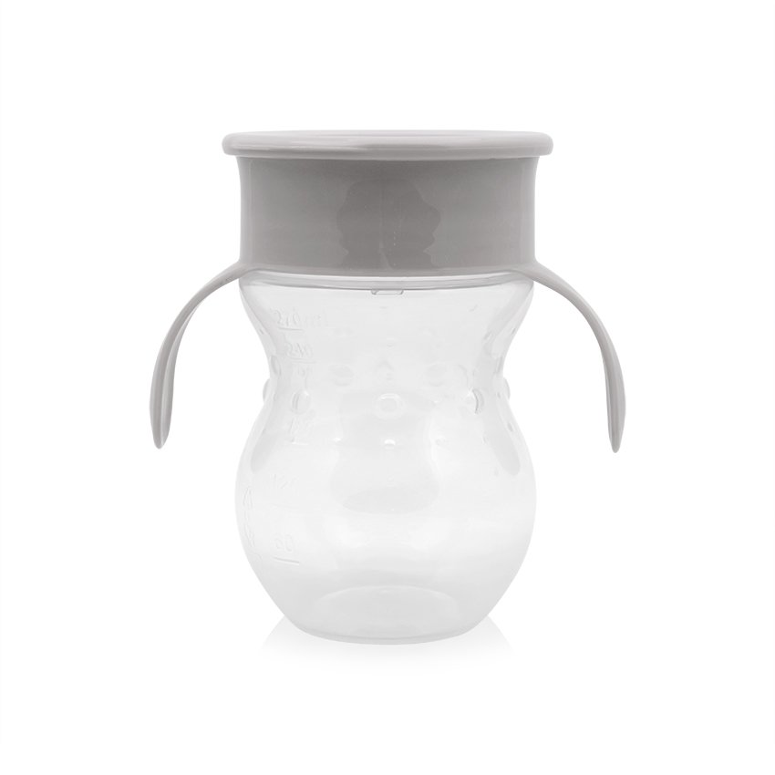 ЧАША НЕРАЗЛИВАЩА 360 ГРАДУСА СИВА 270ml с дръжки