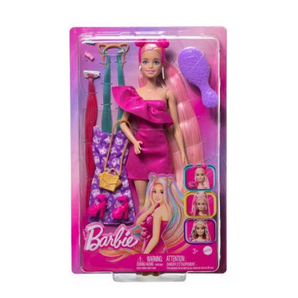 Barbie - комплект Барби с много дълга цветна коса за прически