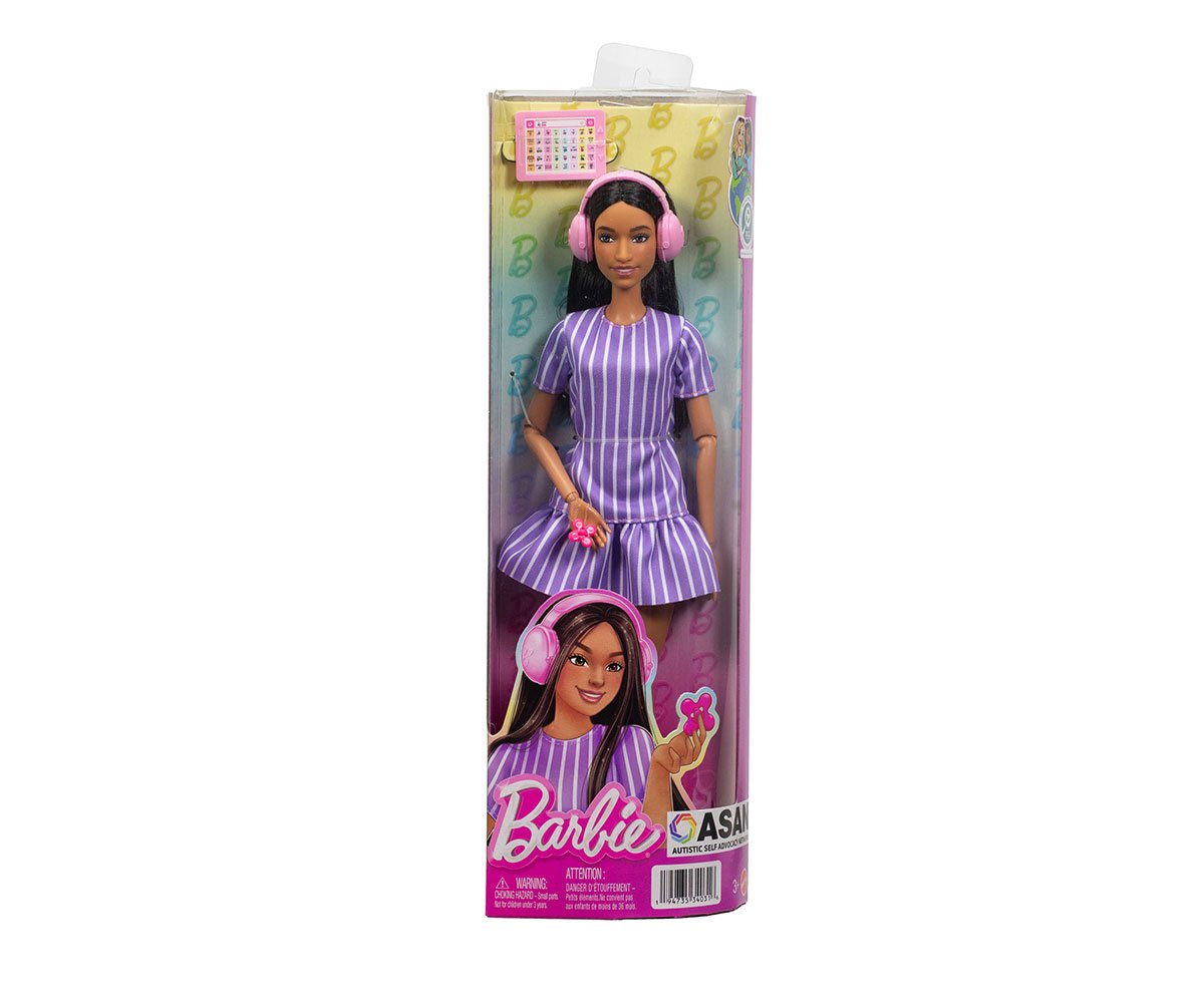 Barbie - кукла Барби Моден дизайн, с рокля на лилаво райе