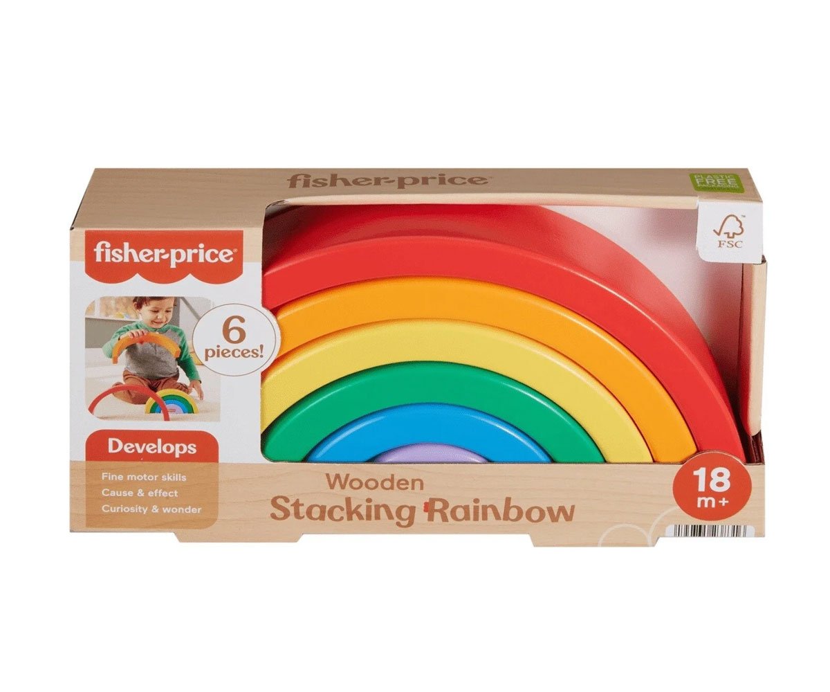 Fisher Price - дървена играчка за подреждане дъга