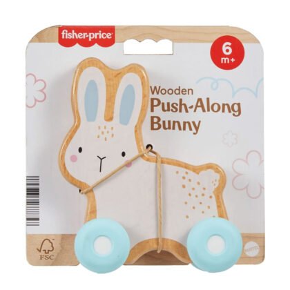 Fisher Price - Дървена играчка за бутане, зайче