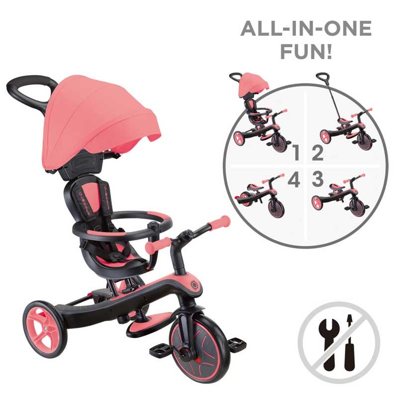 Триколка 4 в 1 Globber Explorer Trike със сенник – розова - Image 3