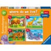 Ravensburger - Пъзел 4-в-1: 6/8/10/12 ел. - Къде живеем?