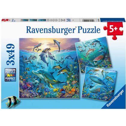 Ravensburger - Пъзел 3х49 ел. - Животински свят на океана