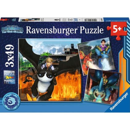 Ravensburger - Пъзел 3х49 ел. - Дракони: 9 - те свята