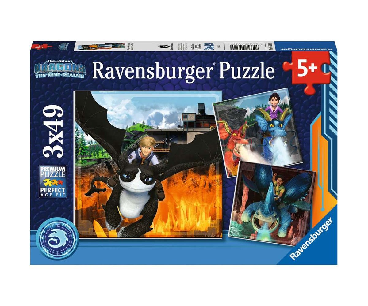Ravensburger - Пъзел 3х49 ел. - Дракони: 9 - те свята
