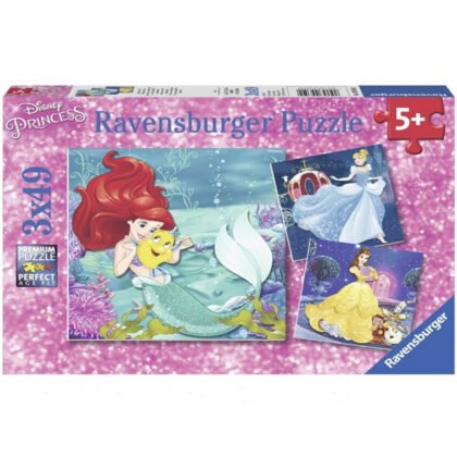 Ravensburger - Пъзел 3х49 ел. - Ариел, Бел, Пепеляшка