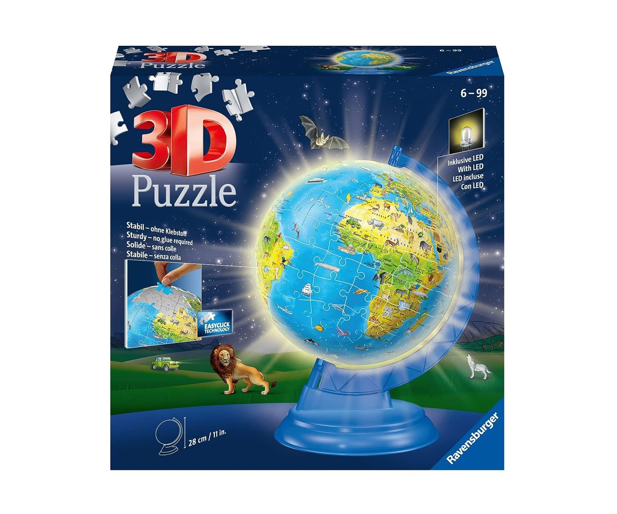 Ravensburger - 3D пъзел 180 eл., детски глобус, светещ