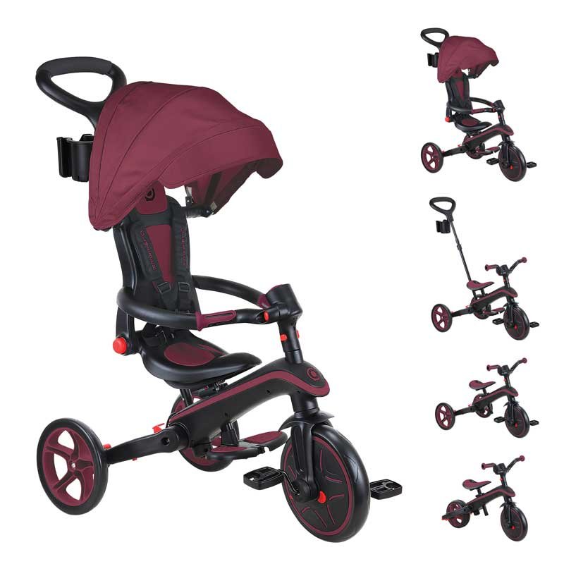 Детска триколка 4 в 1 GLOBBER EXPLORER TRIKE FOLDABLE, сгъваема, цвят бургунди - Image 9