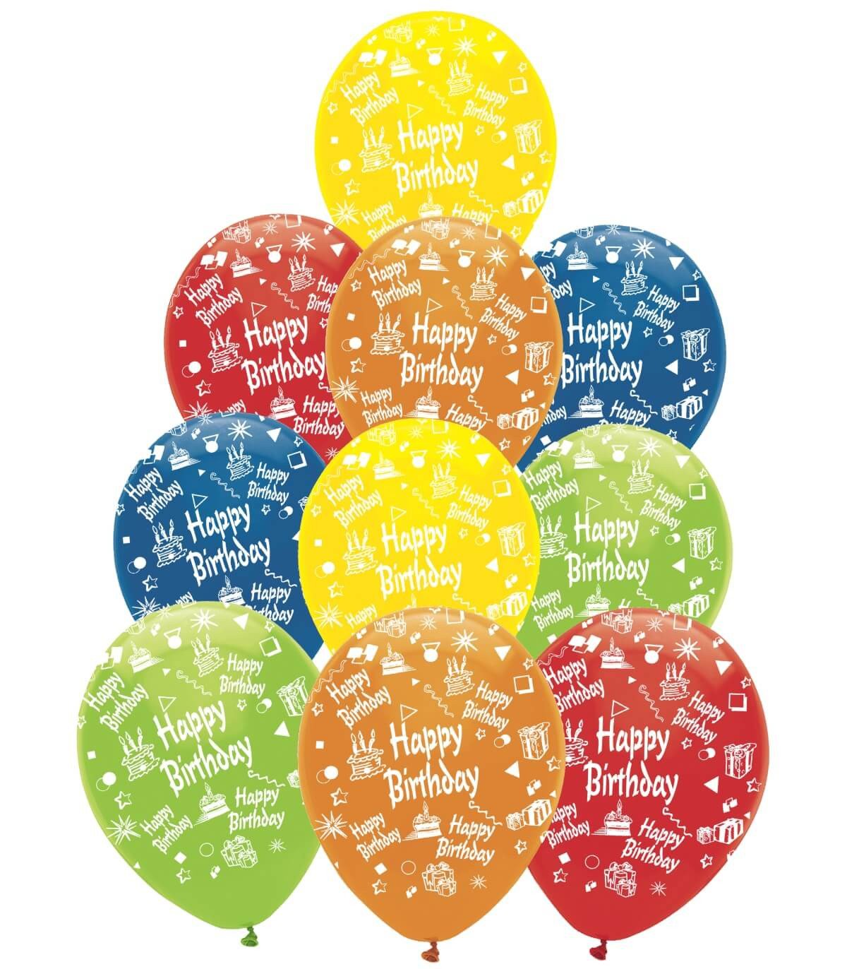Балони 10 бр. 12" - 30 см принт happy birthday
