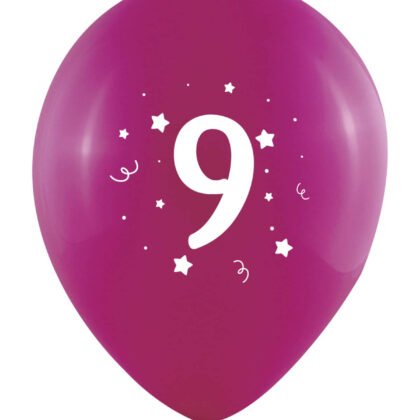 Балони 10 бр. 12" - 30 см с печат - цифра 9