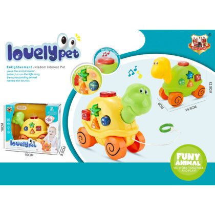 Бебешка музикална играчка костенурка за дърпане в кутия