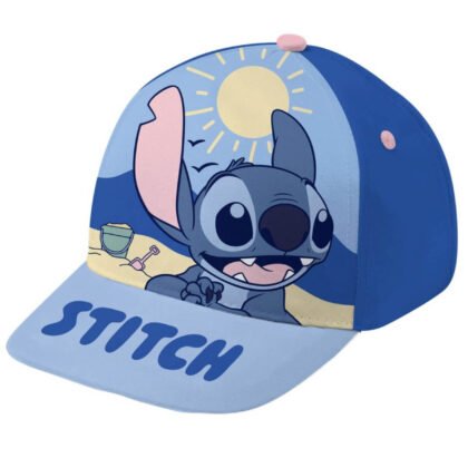 Бебешка шапка с козирка stitch син/розов 44/46