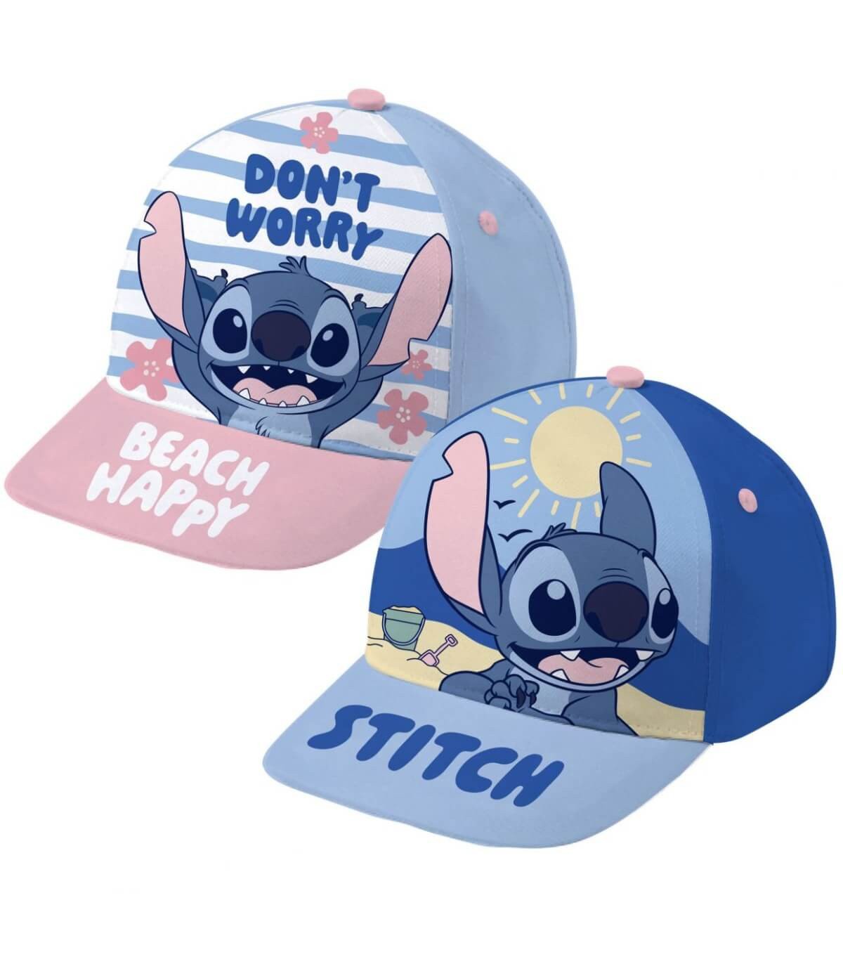 Бебешка шапка с козирка stitch син/розов 44/46 - Image 3