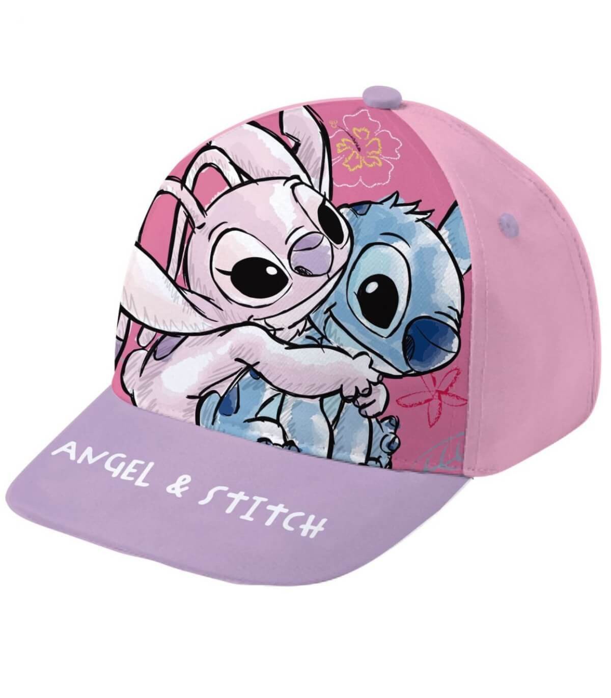 Бебешка шапка с козирка stitch & angel розов/лилав 44/46