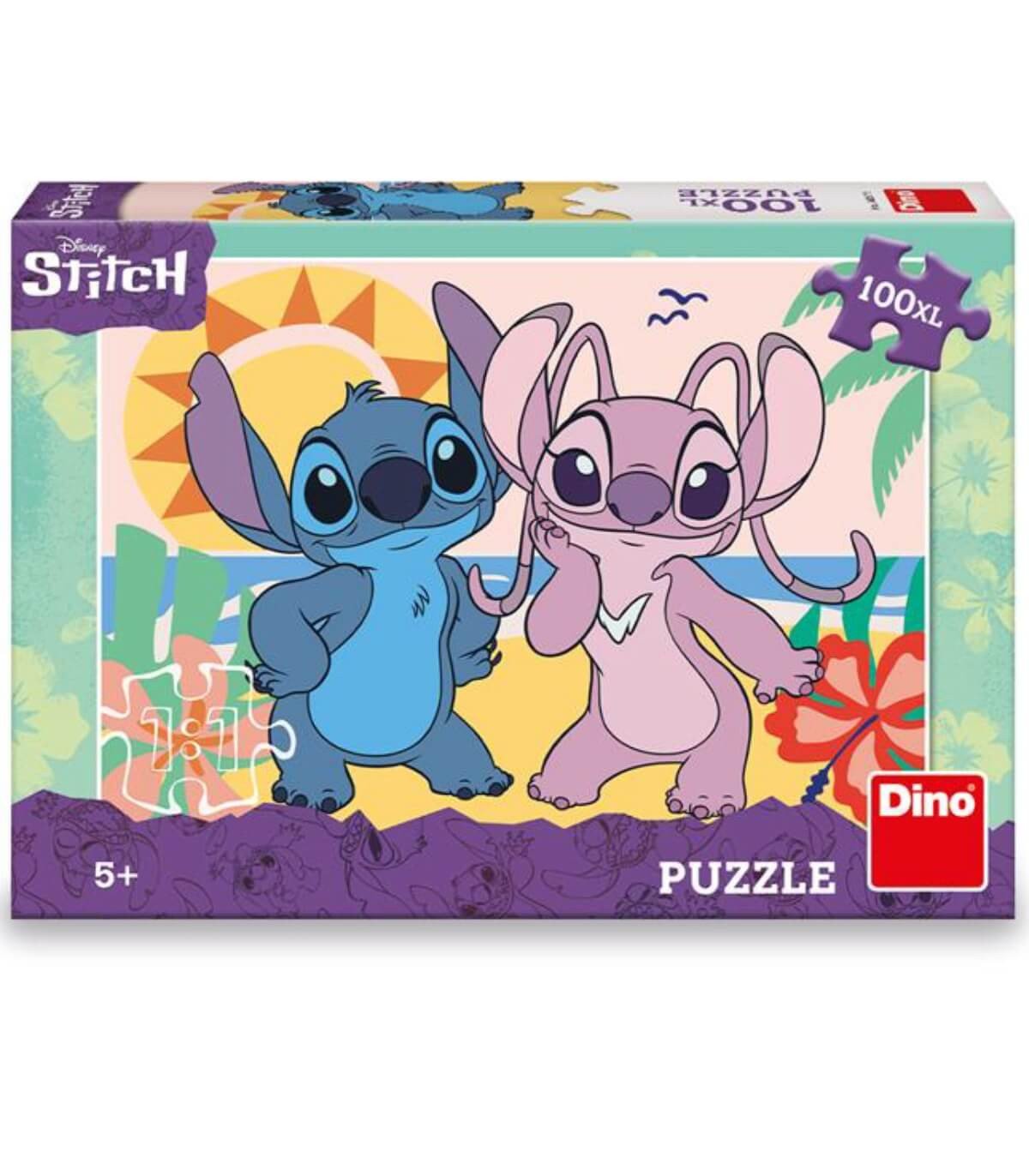 Детски пъзел stitch: на плажа 100 XL части