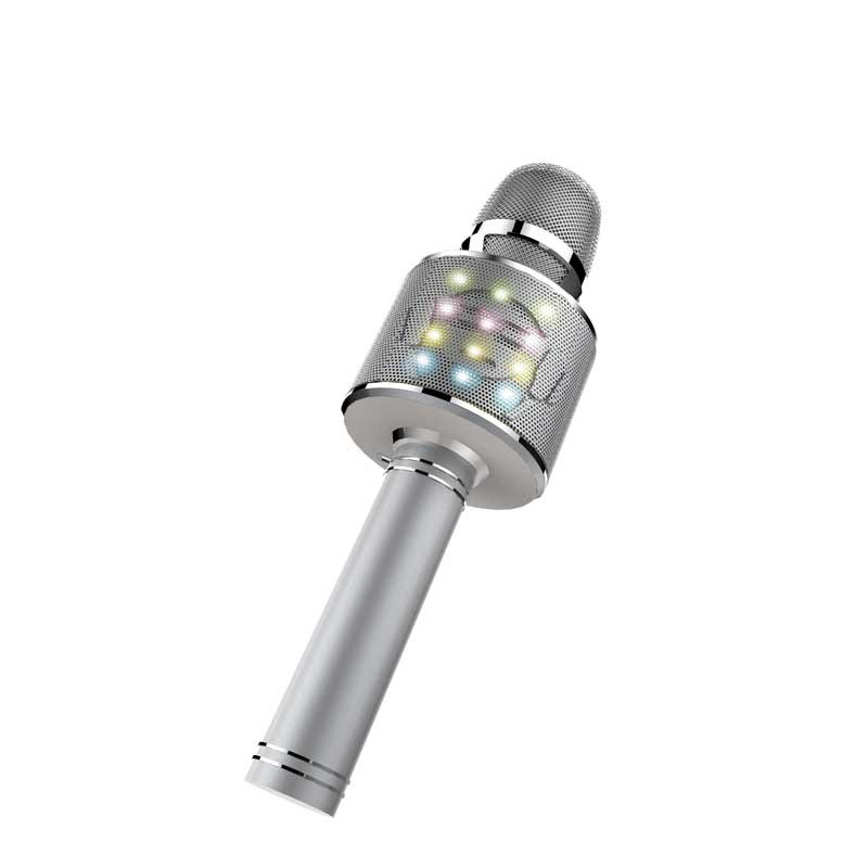 Детски парти микрофон с LED светлини - сребрист - Image 2
