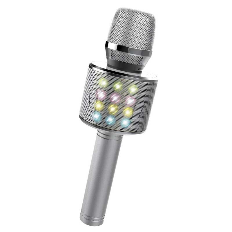 Детски парти микрофон с LED светлини - сребрист - Image 4