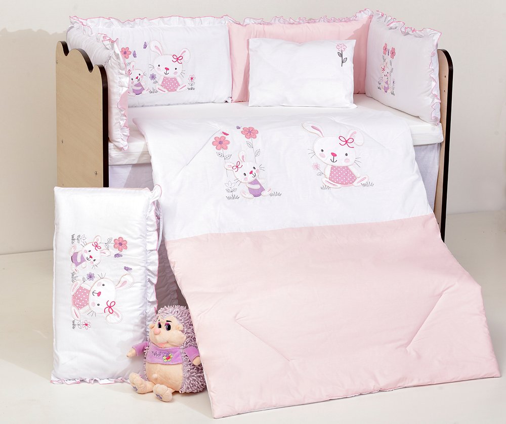 Спален комплект Dizain Baby Бродерия Розови Зайчета