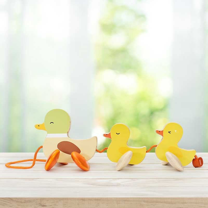 Дървена играчка за дърпане за деца - Патенца - Image 7