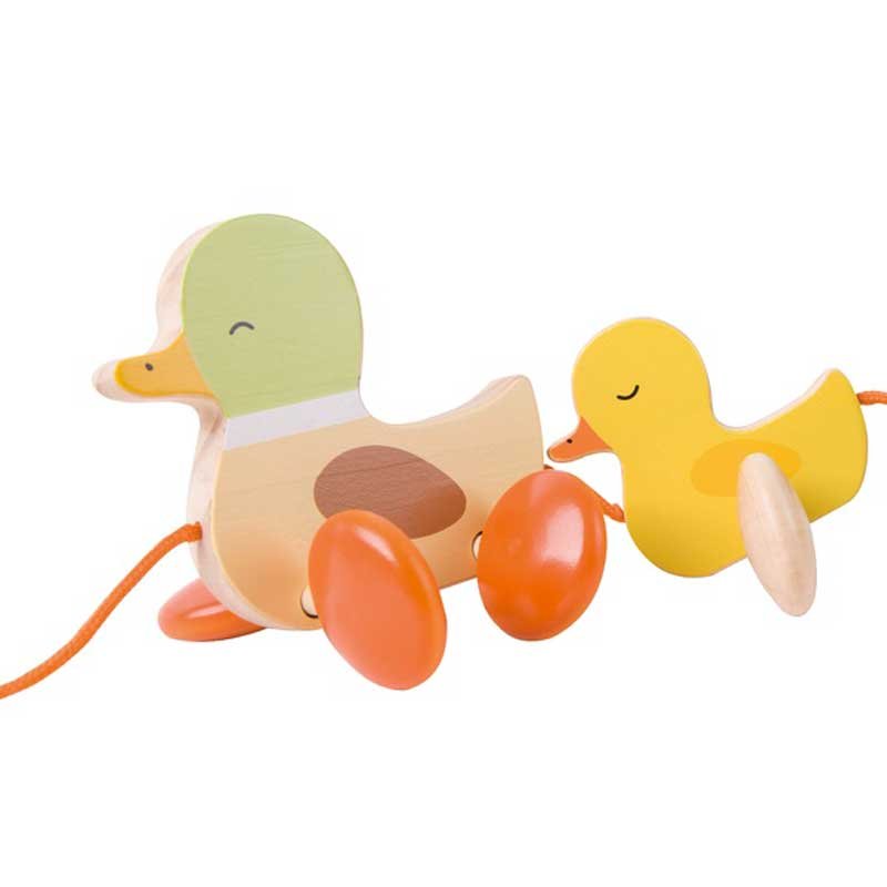 Дървена играчка за дърпане за деца - Патенца - Image 3