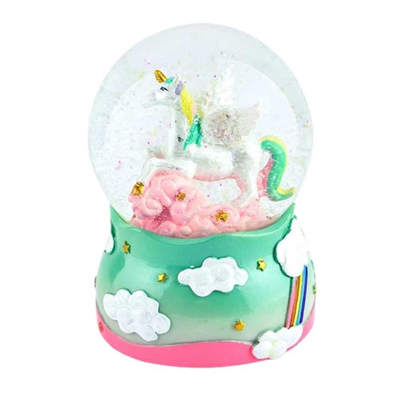 Декоративна снежна топка Unicorn с музика, еднорог и блестящи падащи частици - Image 2