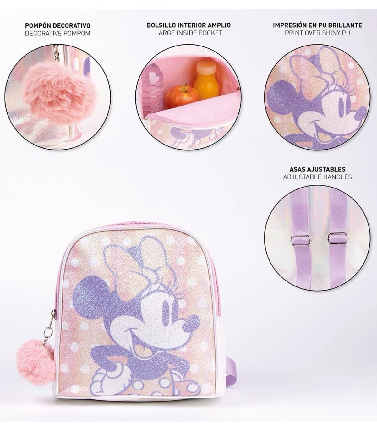 Детска раница с брокат 21 см minnie - Image 5