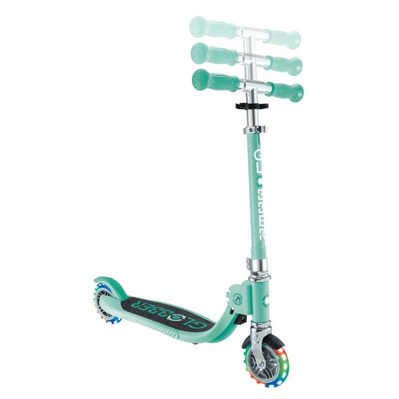 Детска сгъваема тротинетка с две светещи колела Globber Flow Foldable Junior Lights - ментова - Image 5
