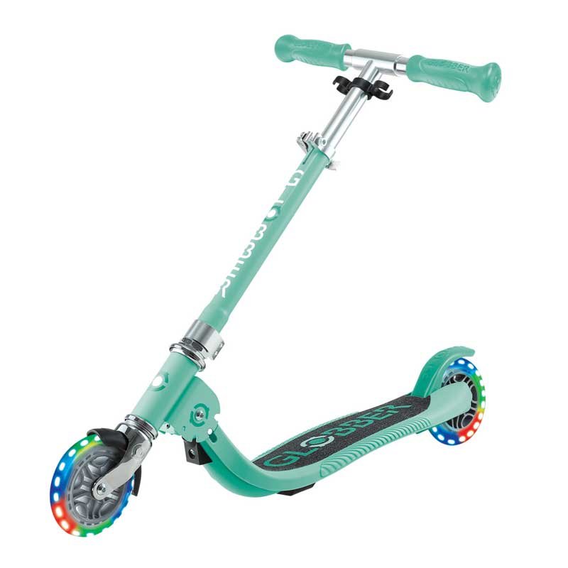 Детска сгъваема тротинетка с две светещи колела Globber Flow Foldable Junior Lights - ментова - Image 3